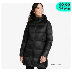 EDDIE BAUER Black Luna Peak Down Puffer Jacket Parka, XL